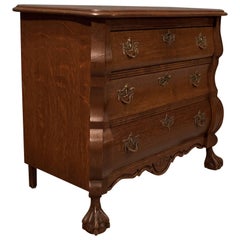 Antique Oak Small Chest of Drawers Classic French Bombe Style, 20th Century