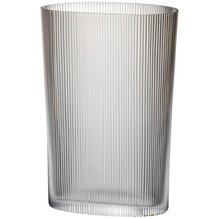 Ovale Millemolature Carlo Moretti Murano Contemporary Clear Glass Vase For Sale