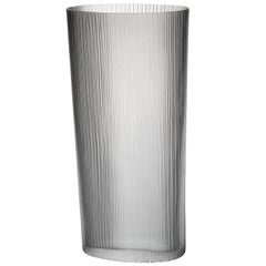Tall Ovale Millemolature Contemporary Carlo Moretti Murano Clear Glass Vase