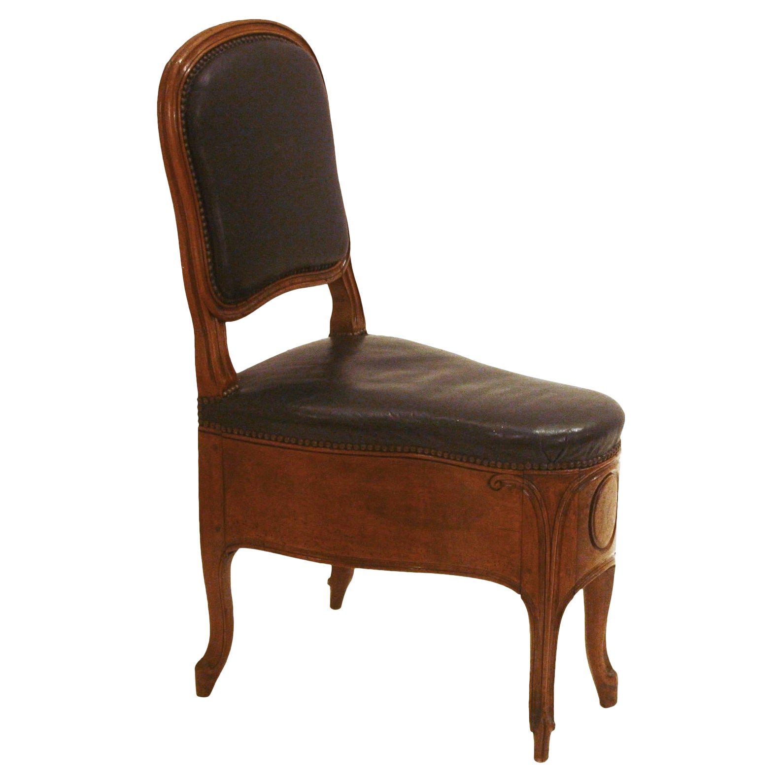 Louis XV Bidet with Black Leather Upholstery Stamped JME TILLIARD For Sale