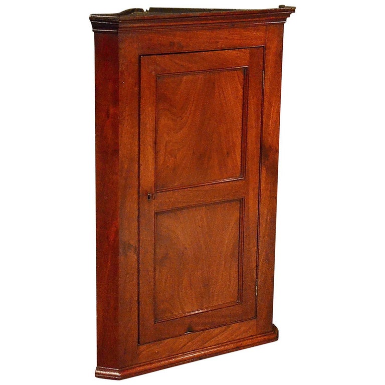 Antique Corner Cupboard Mahogany English Georgian Wall Cabinet Antique Corner Cupboard Mahogany English Georgian Wall Cabinet, circa 1800 For Sale - Antique Corner Cupboard Mahogany English Georgian Wall Cabinet