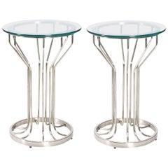 Pair of Mid-Century Modern Nickel and Glass Side Tables
