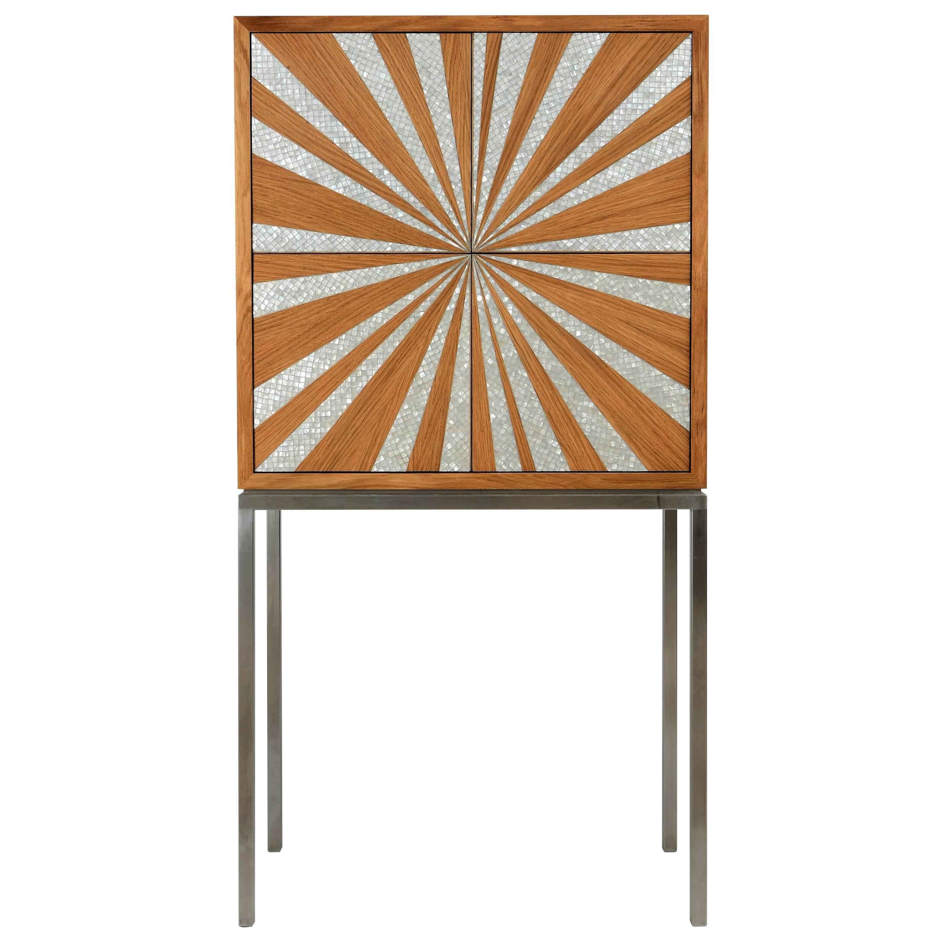 Sun Cabinet by Nada Debs, Contemporary Cabinet with Mother-of-Pearl Inlay