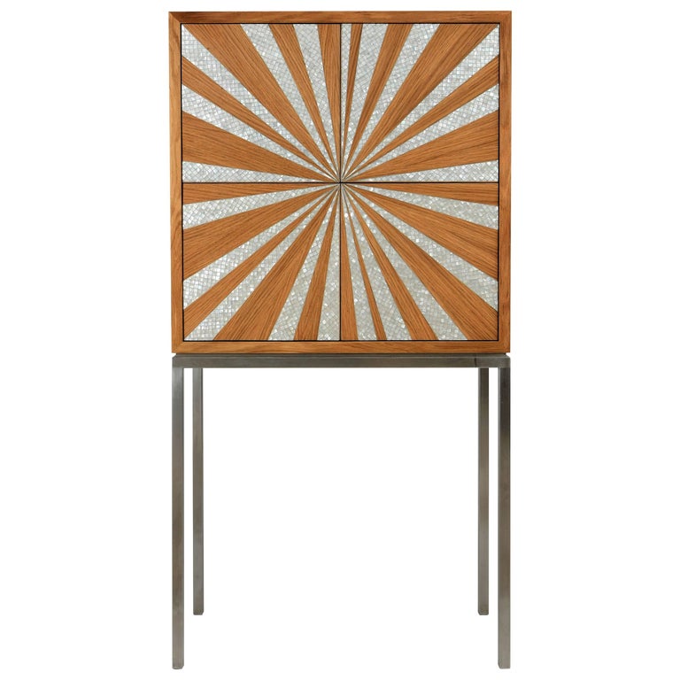 Sun Cabinet by Nada Debs, Contemporary Cabinet with Mother-of-Pearl Inlay For Sale