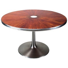 Poul Cadovius Rosewood and Aluminum Pedestal Table, circa 1970