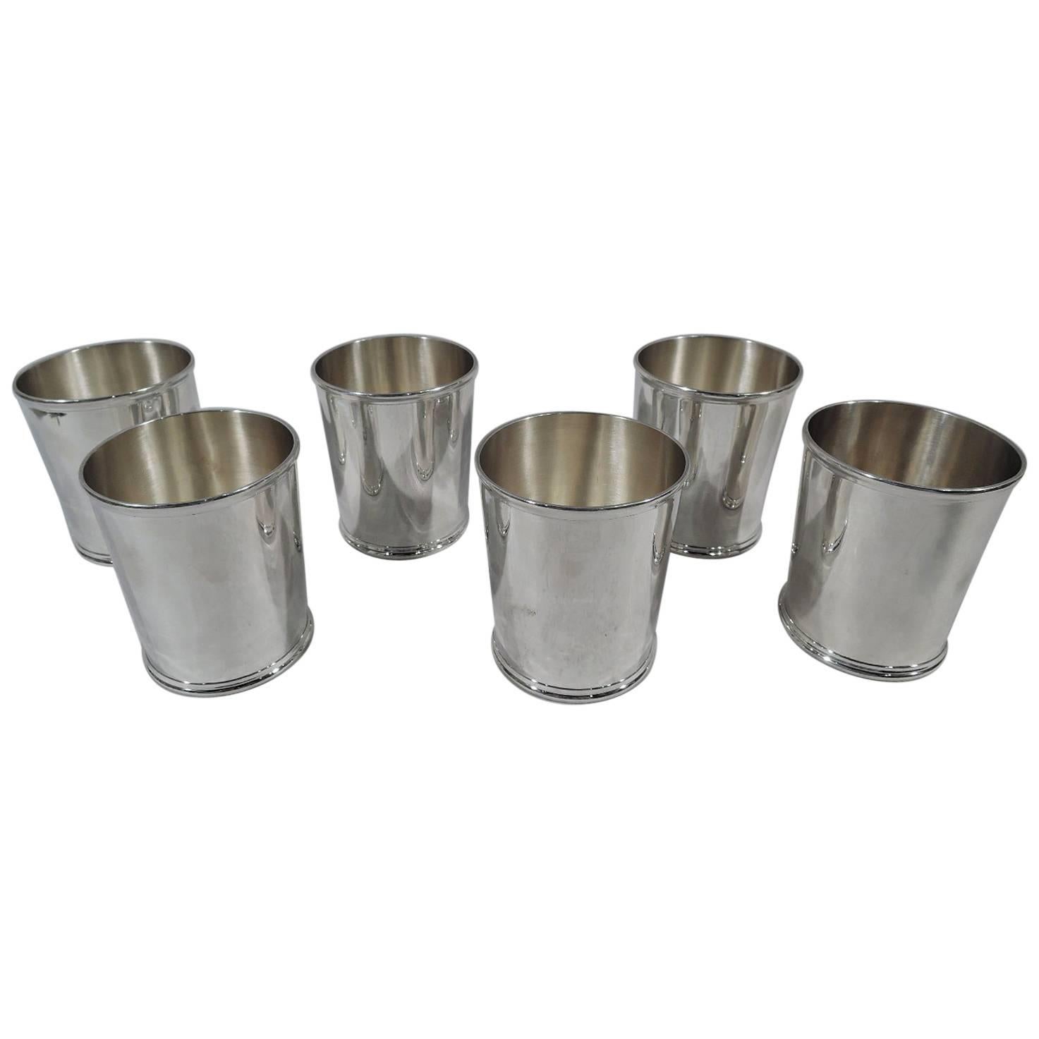 Set of Six Antique Stieff Sterling Silver Mint Julep Cups