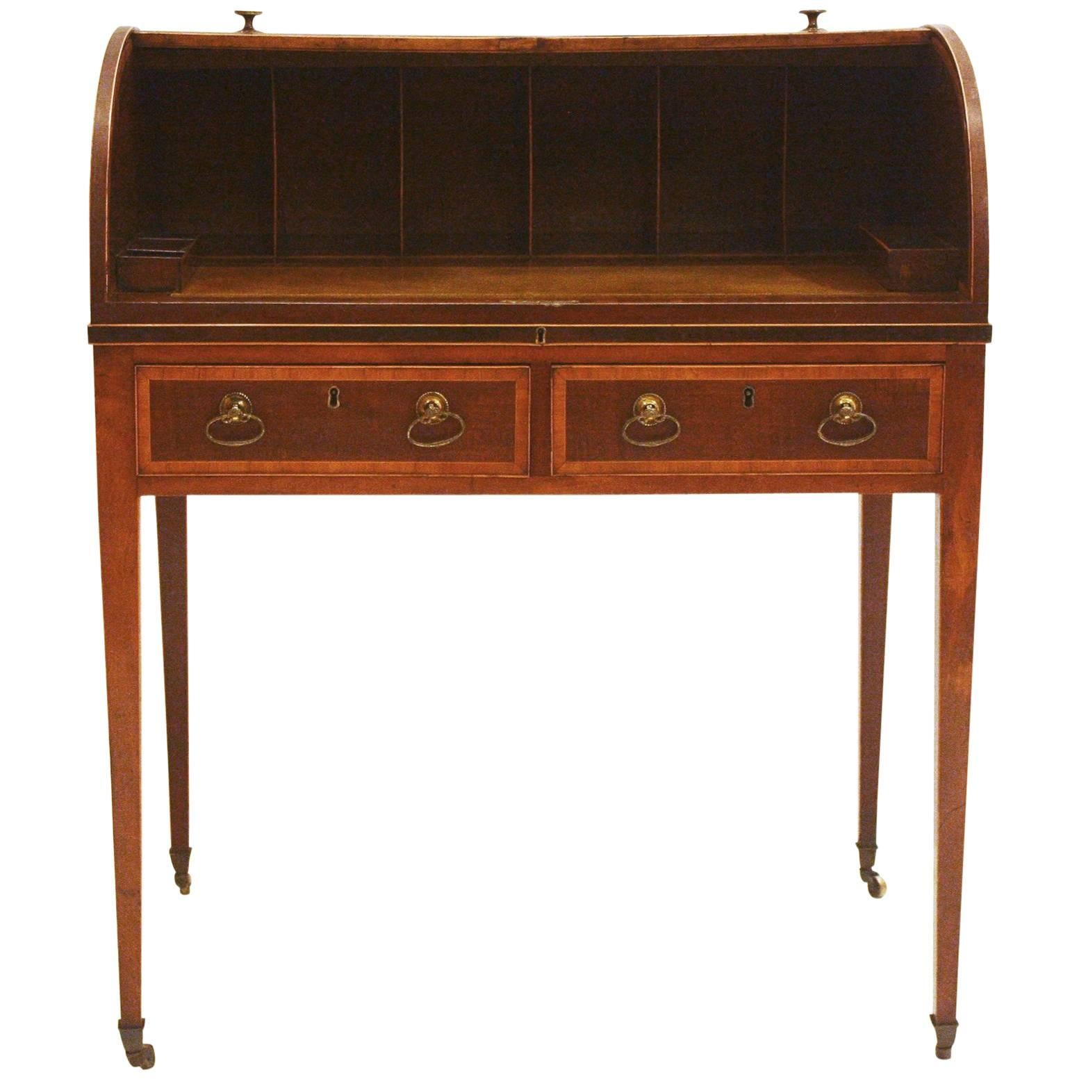 Small George III Mahogany Roll Top Desk For Sale