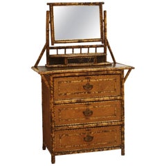 English Bamboo Chest with Adjustable Mirror