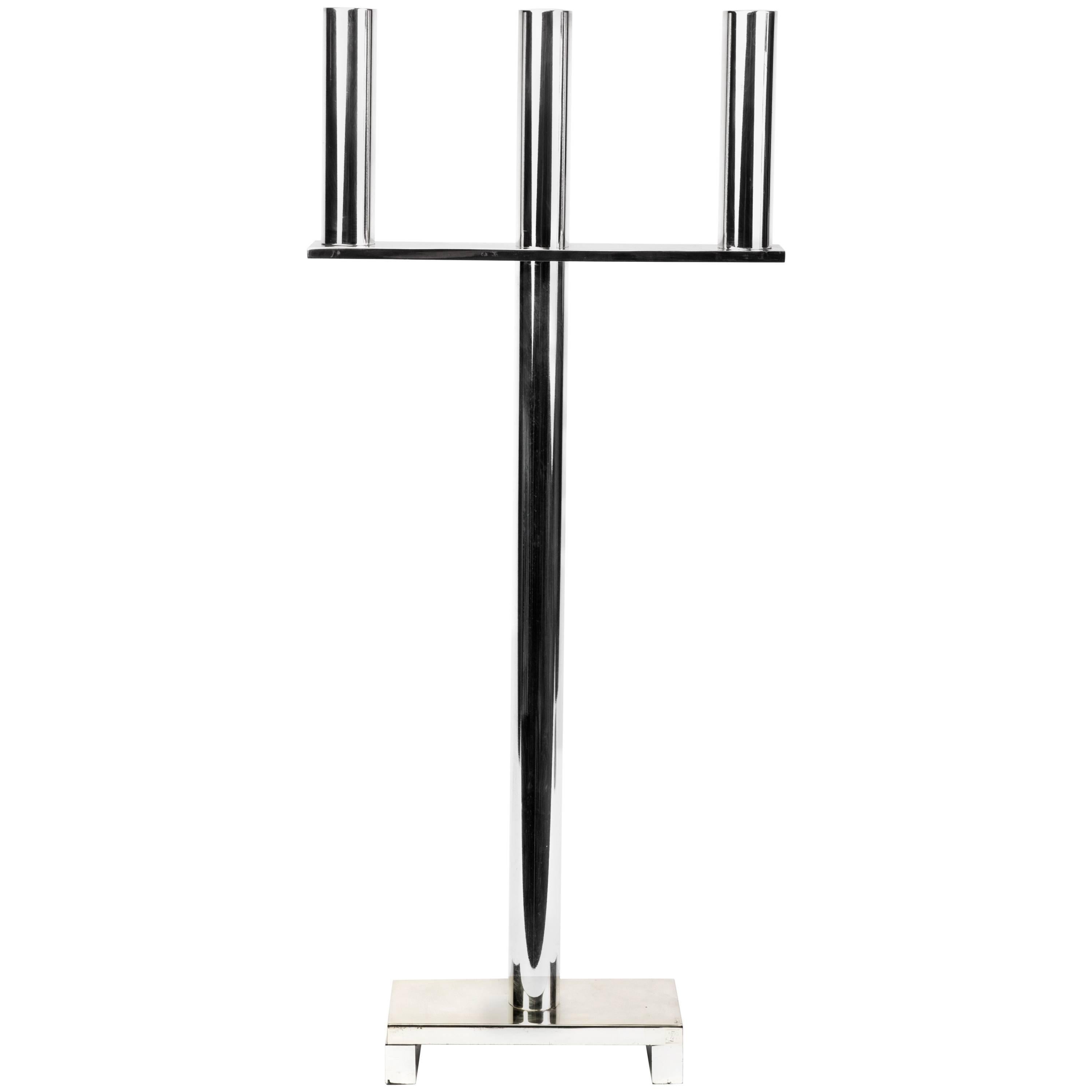 Silver Plated and Lacquered Candlestick in the Style of Hagenauer