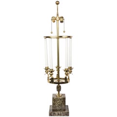 Vintage Brass Hardware and Faux Marble Base Table Lamp in the Style of Parzinger