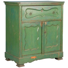 19th Century Antique Sideboard Cabinet from Hungary Painted Green