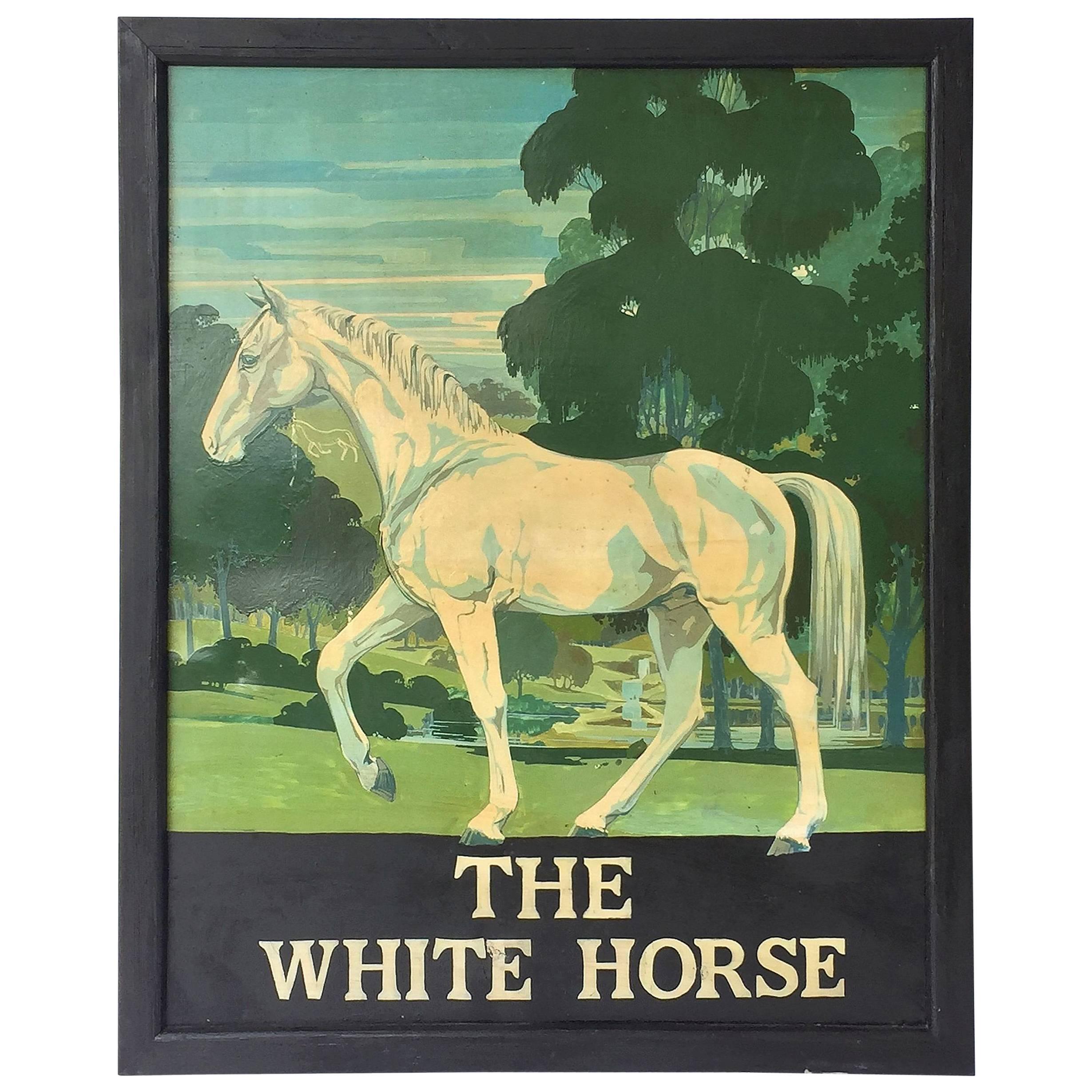 English Pub Sign "The White Horse"