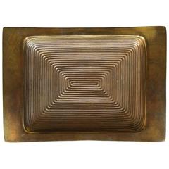 Ben Seibel Design Large Rectangular Brass Tray with Concentric Circles, 1950s