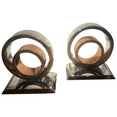 Moderne Art Deco Industrial Bookends circa Chase