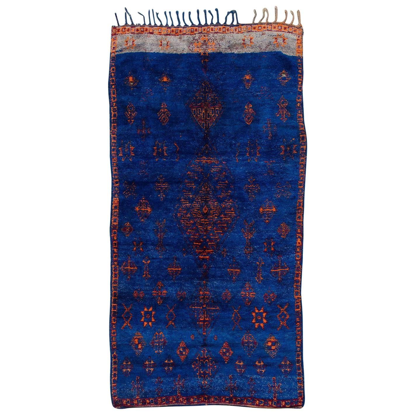 Vintage Moroccan Beni M'Guild Blue Rug