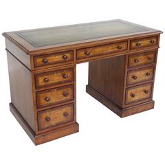Victorian Burr Walnut Pedestal Desk