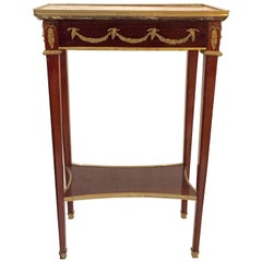 Elegant French Mahogany and Marble Side Table Elegant French Mahogany and Marble Side Table