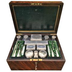Mid-19th Century Travelling Box/ Vanity Case Silver tops. 9