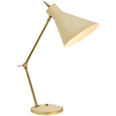 Articulating Brass and Enameled Aluminium Desk Lamp, 1960s