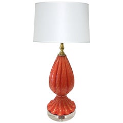 Barovier and Toso Murano Orange Glass Lamp