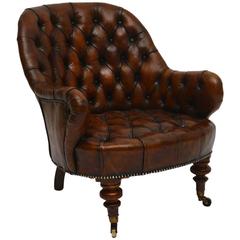 Antique Victorian Deep Buttoned Leather Armchair