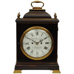 Fine and Very Original 18th Century Ebonized Bracket Clock with Enamel Dial 4
