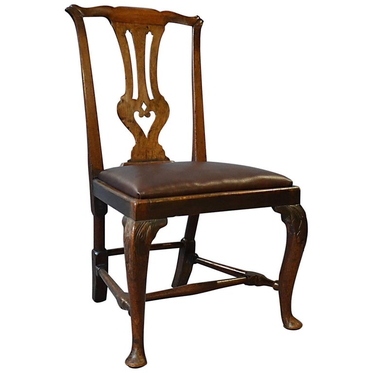 Antique Chair Dining Side Fine English Leather And Mahogany Pre Antique Chair Dining Side Fine English Leather & Mahogany Pre Chippendale For Sale - Antique Chair Dining Side Fine English Leather And Mahogany Pre