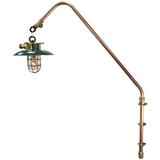 1970's Copper & Brass Cantilever Explosion Proof Pendant Lamp & Green Shade