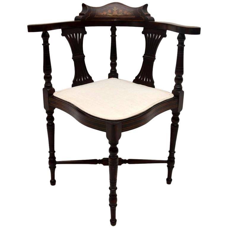 Antique Edwardian Inlaid Gany Corner Chair For At 1stdibs Antique Edwardian Inlaid Gany Corner Chair For