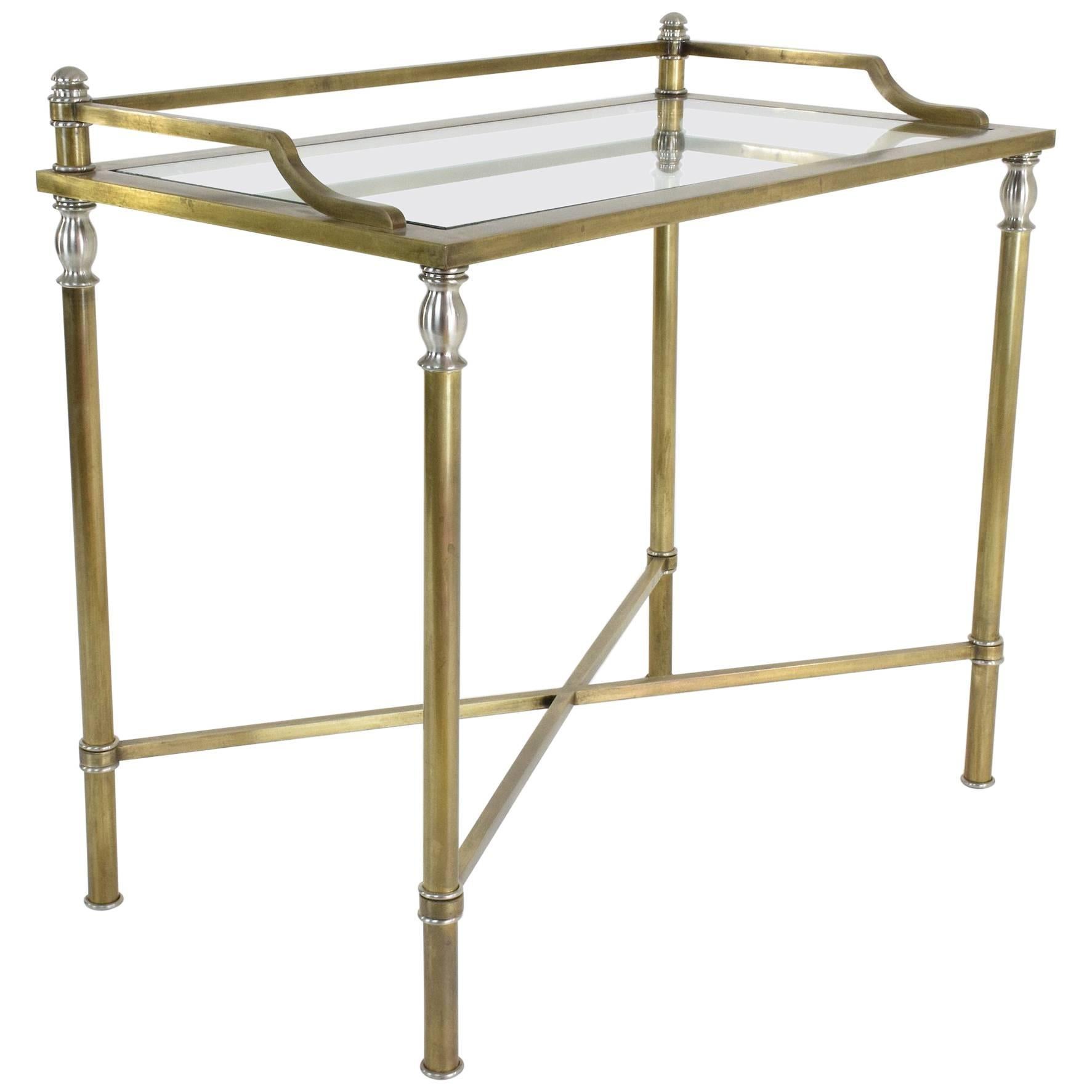 1970s French Brass and Glass Desk, Vanity or Console