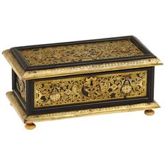 17th Century German Ebony Casket with Pieced and Engraved Gilt Brass