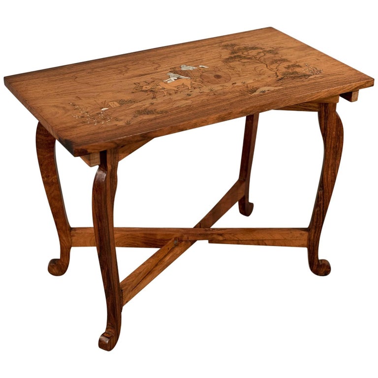 Coffee Lamp Side Table Quality Marquetry And Rosewood Folding Base 20th Century For Sale At 1stdibs