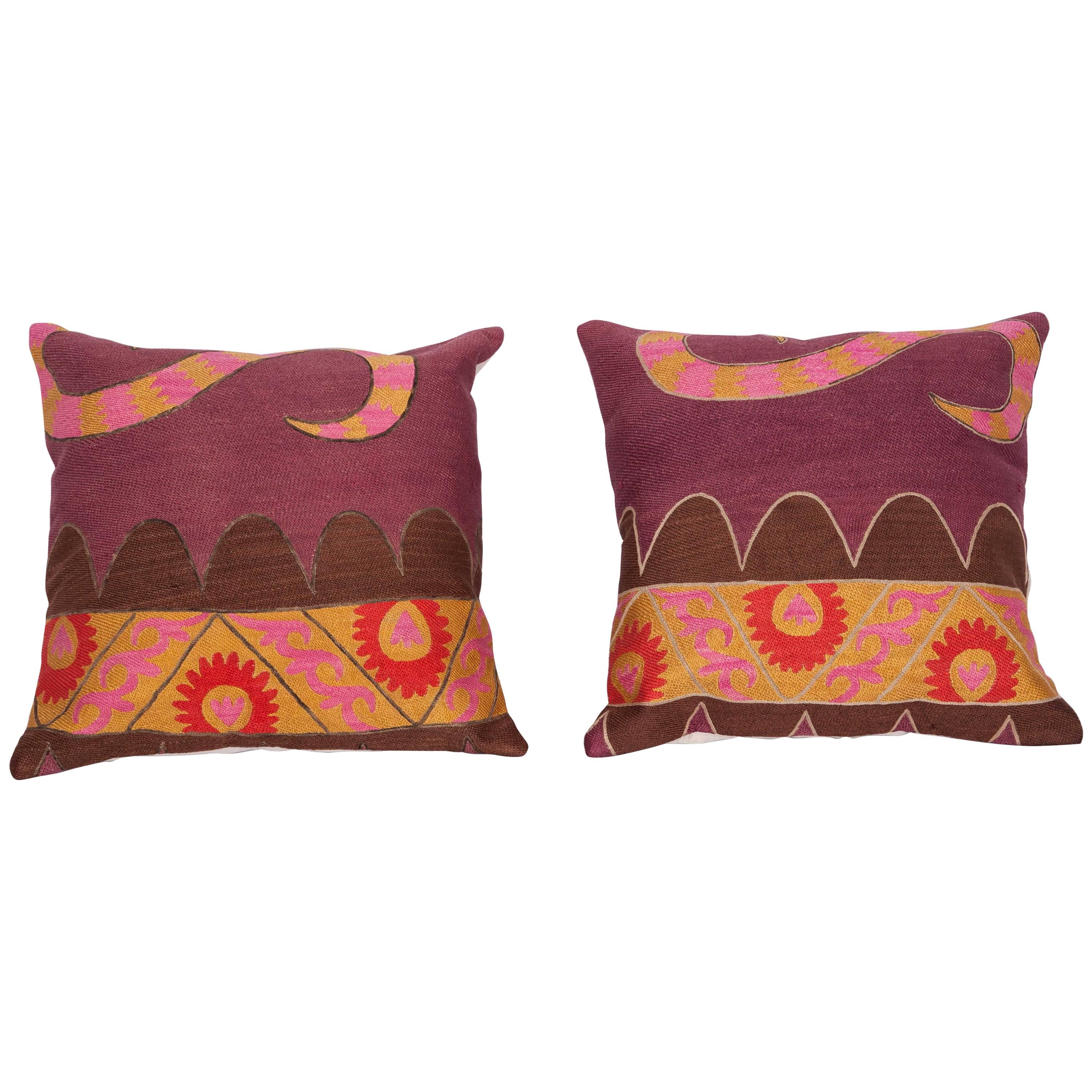 Early 20th Century Uzbek Pishkent Suzani Pillow Cases