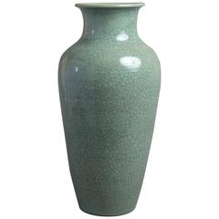 Vase en verre craquelé céladon de la fin du XIXe siècle