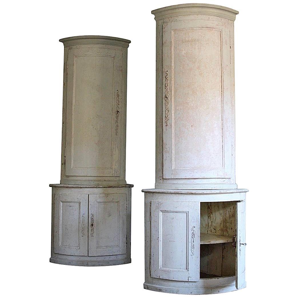 Pair of 18th Century Corner Cabinets, Original Paint For Sale