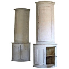 Antique Pair of 18th Century Corner Cabinets, Original Paint