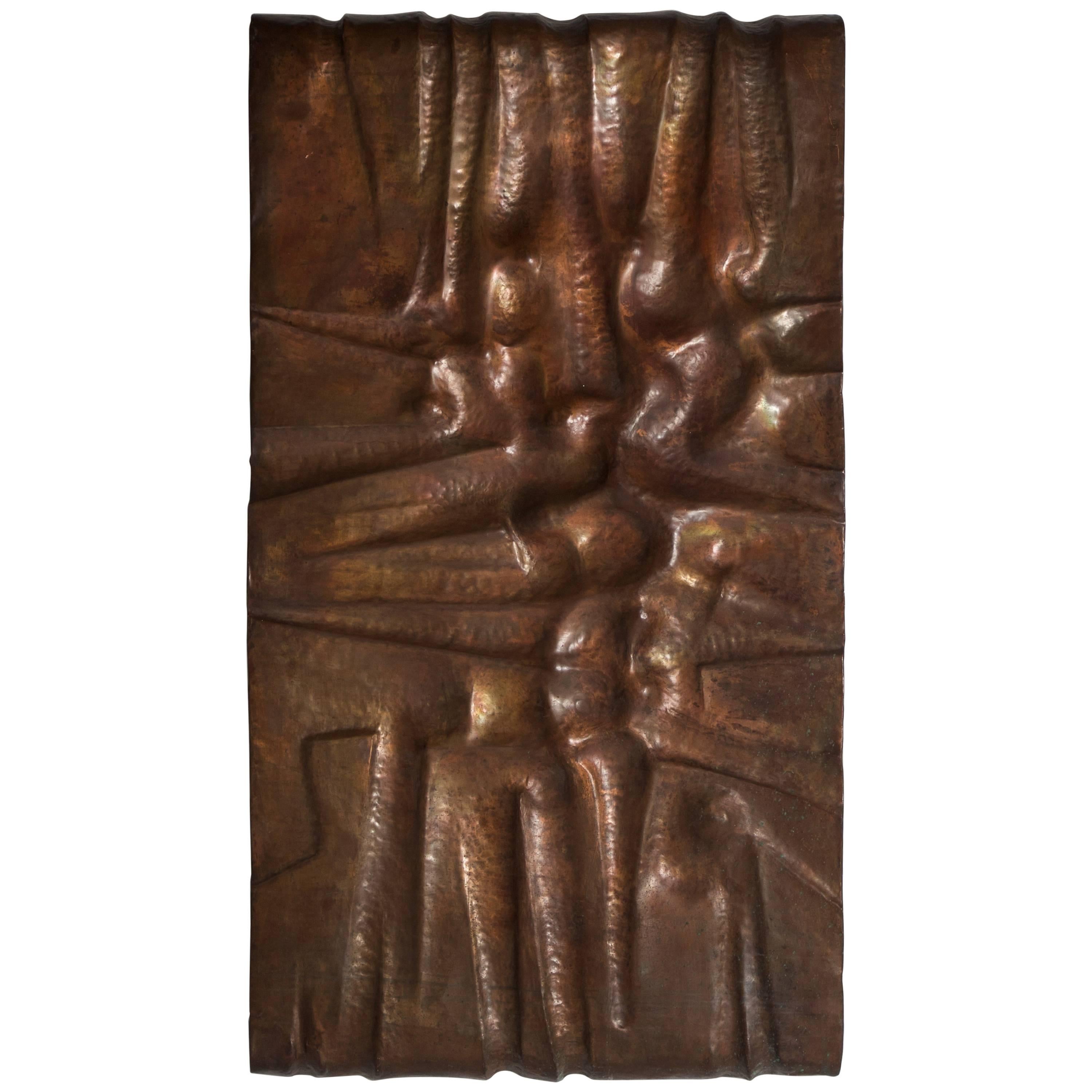 Copper Wall Sculpture by Walter De Buck For Sale