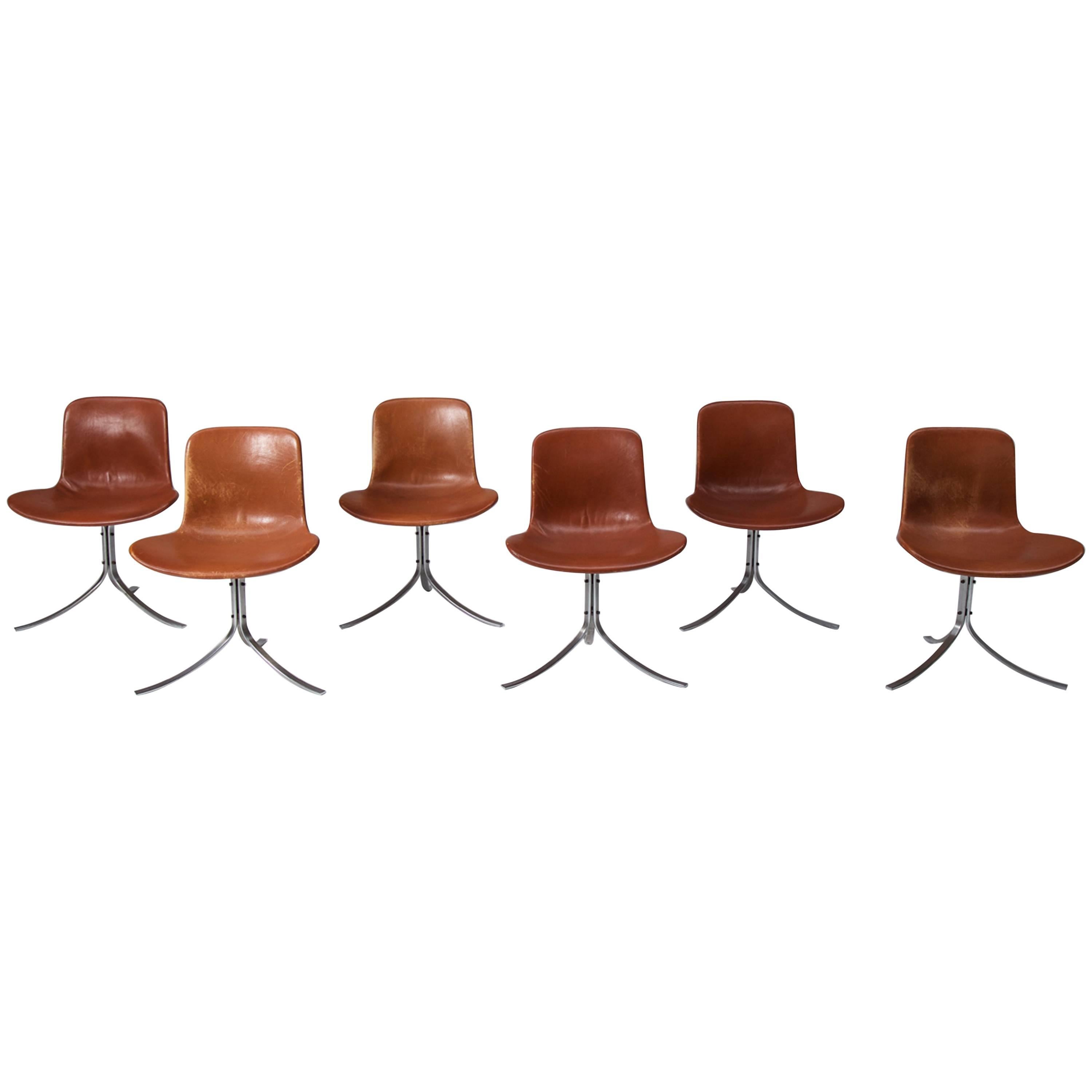 Set of Six Poul Kjærholm PK9 Chairs For Sale