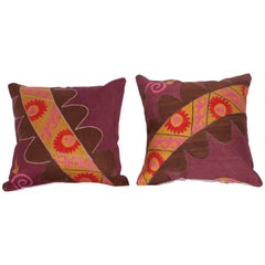 Antique Early 20th Century Uzbek Pishkent Suzani Pillow Cases