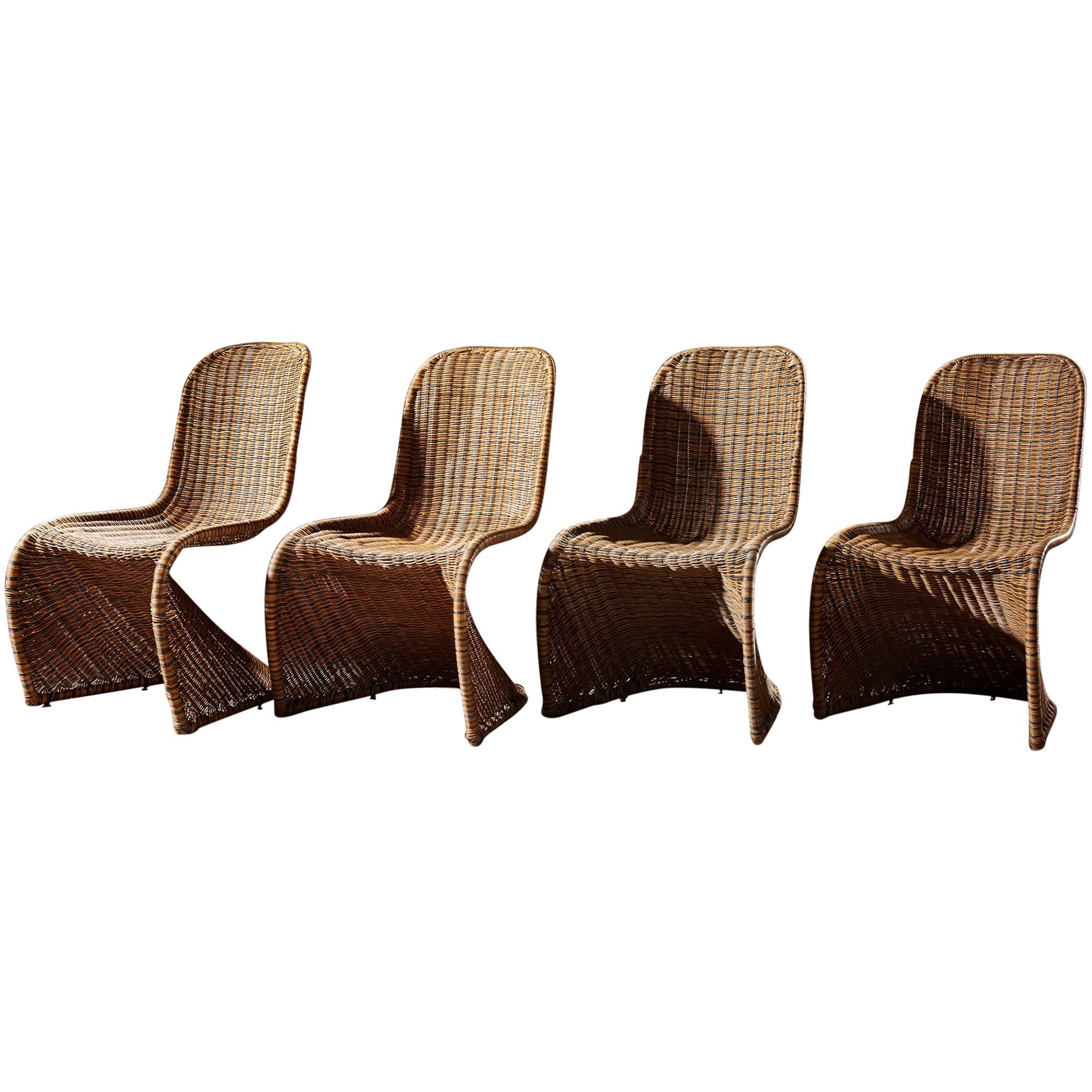 Mid-Century Wicker Dining Chairs