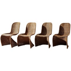 Used Mid-Century Wicker Dining Chairs
