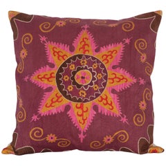 Antique Early 20th Century Uzbek Pishkent Suzani Pillow Case