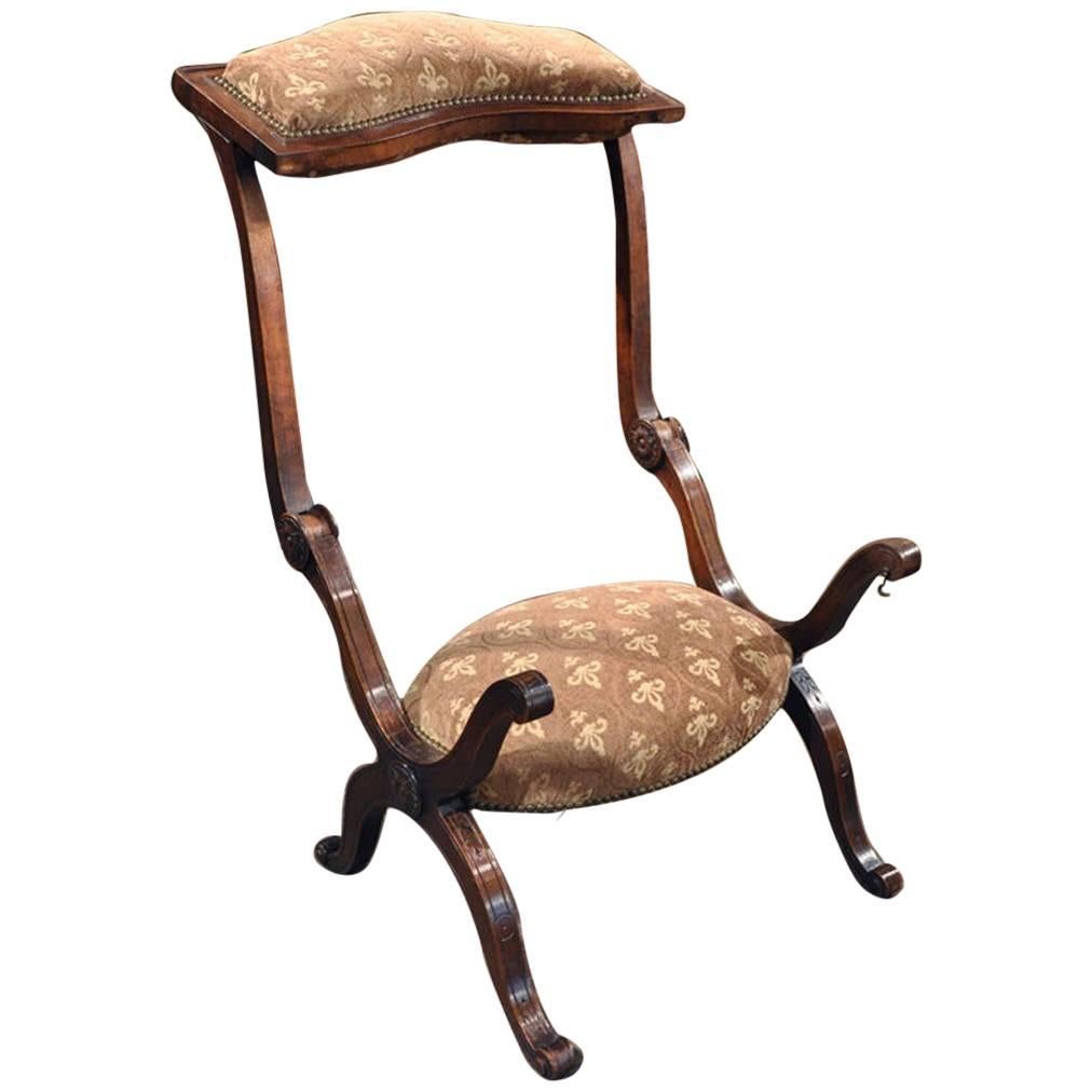 19th Century French Carved Walnut Metamorphic Prayer Chair or "Prie-Dieu"