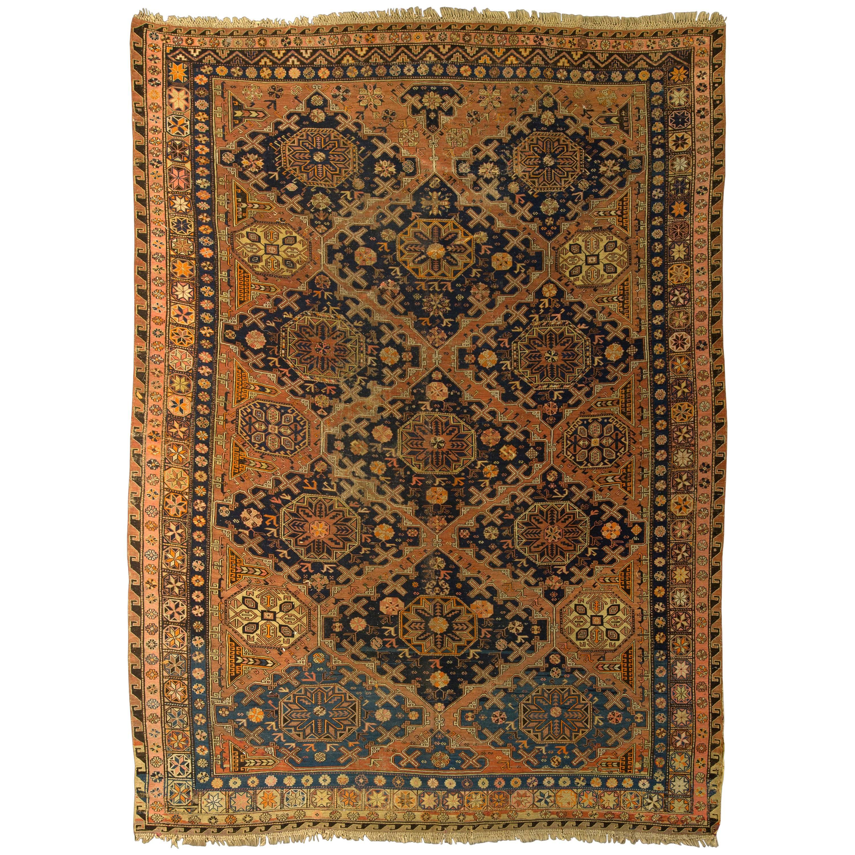Antique and Unusual Soumak Rug For Sale