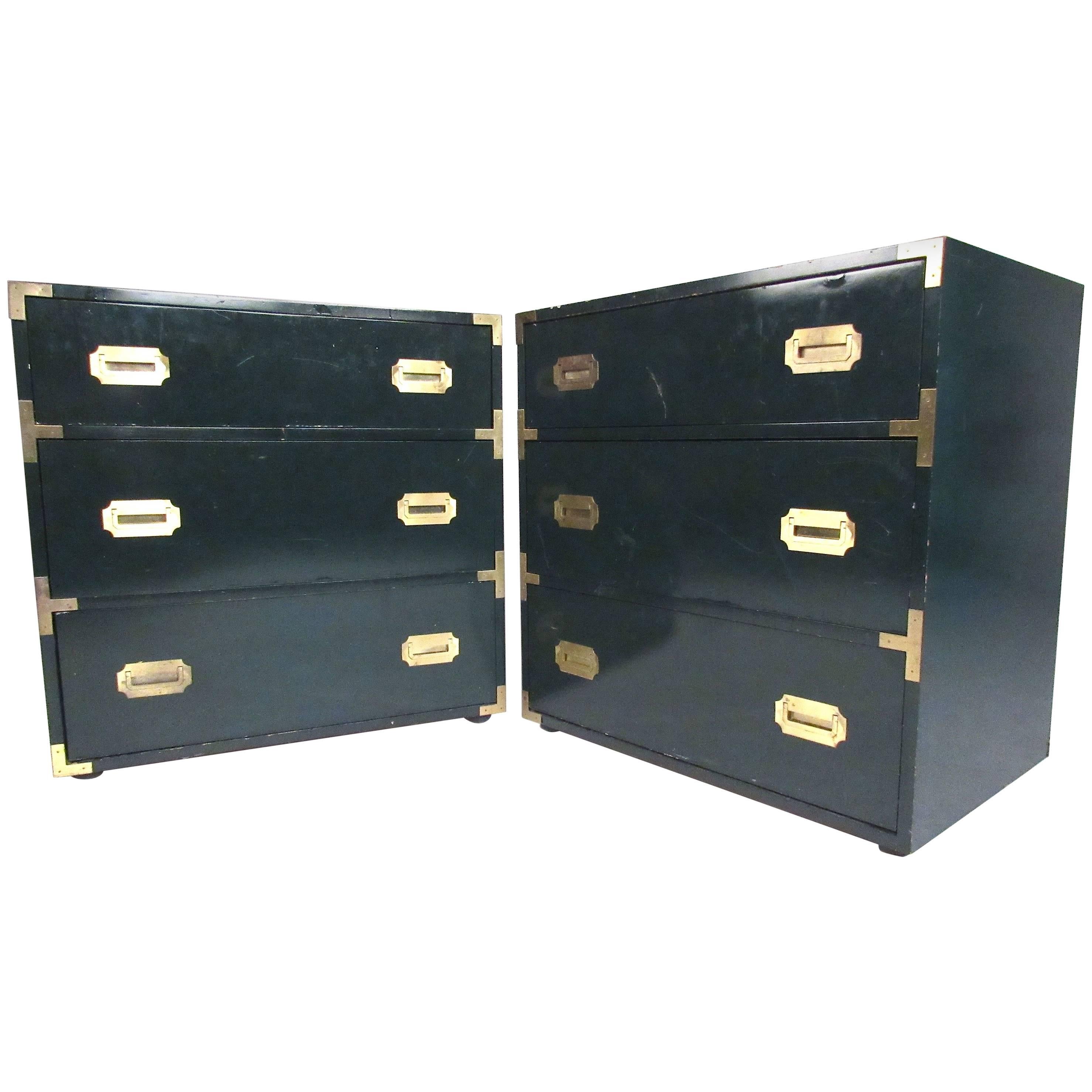 Pair of Vintage Modern Campaign Style Dressers