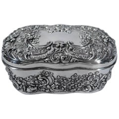 Antique Gorham Sterling Silver Jewelry Box with Floral Repousse