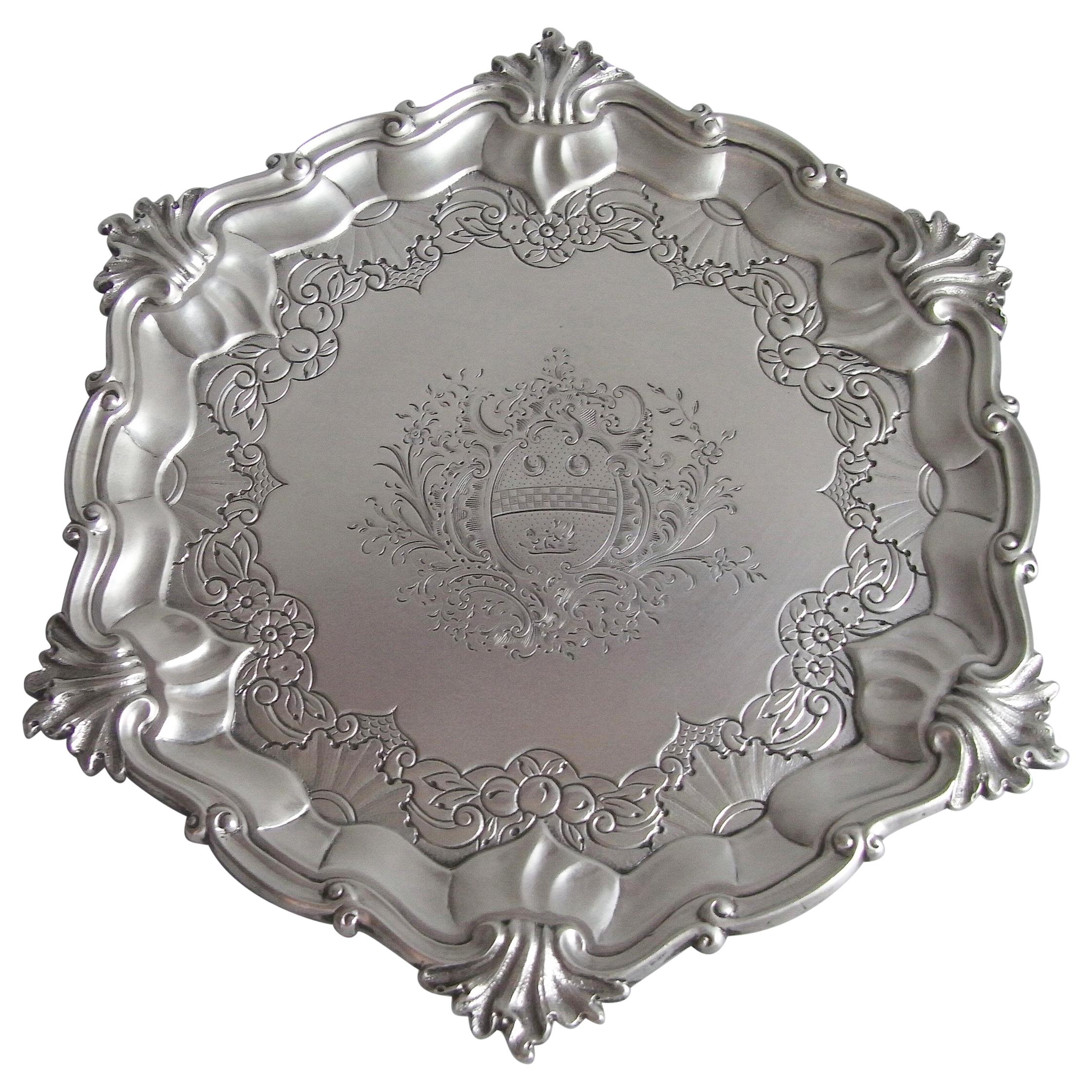 Exceptionally Rare Early George III Hexagonal Salver Made by Robert Gordon