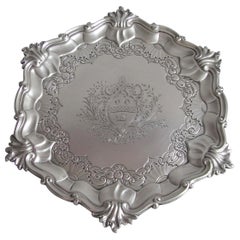 Exceptionally Rare Early George III Hexagonal Salver Made by Robert Gordon