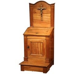 18th Century French Carved Walnut Oratoire with Bronze Crucifix from Burgundy 1