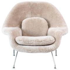 Mid-Century Modern Eero Saarinen for Knoll Womb Chair in Shearling